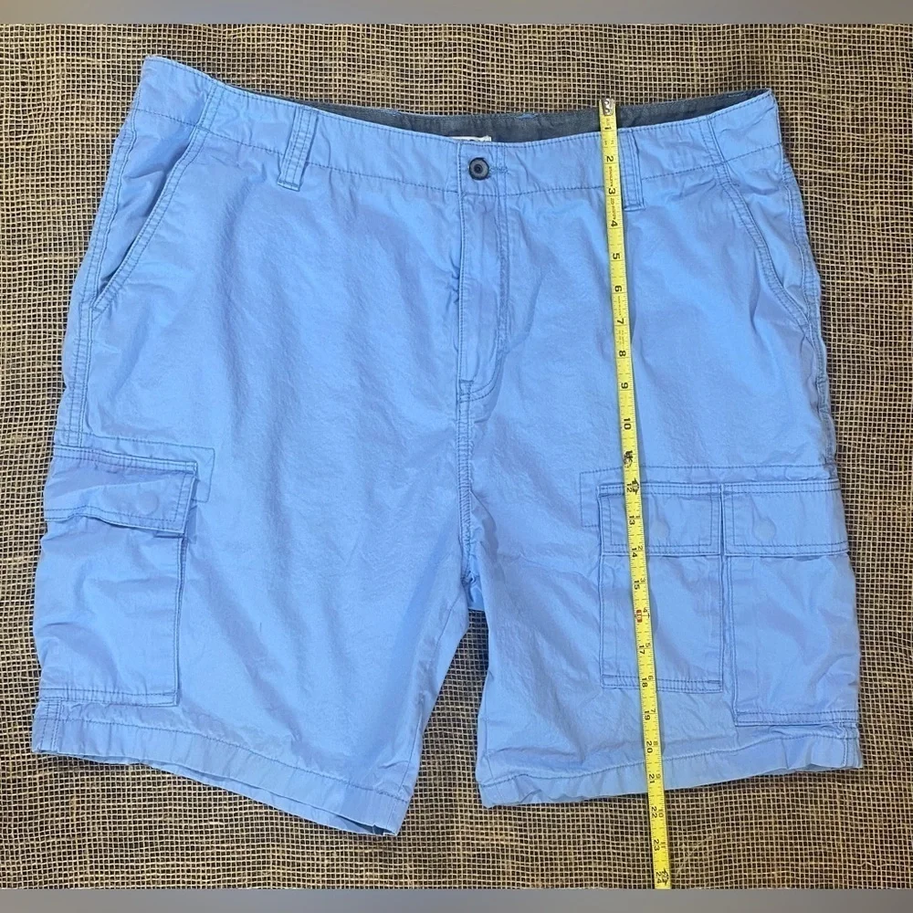 Nautica Light Blue Cargo Shorts, Sz 38, 7 Pockets, Button & Zip Closure, Cotton